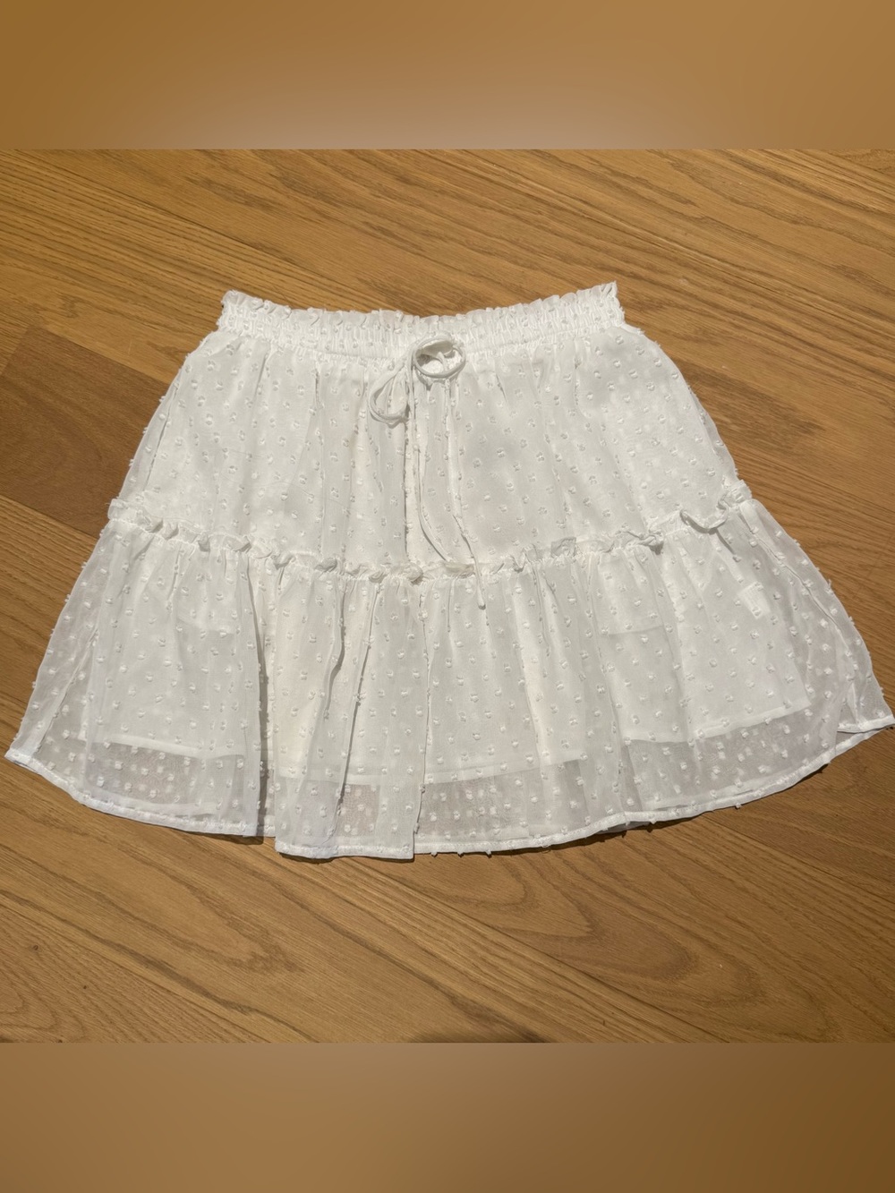 Princess Polly White Swiss Dot Tiered Mini Skirt Size 4